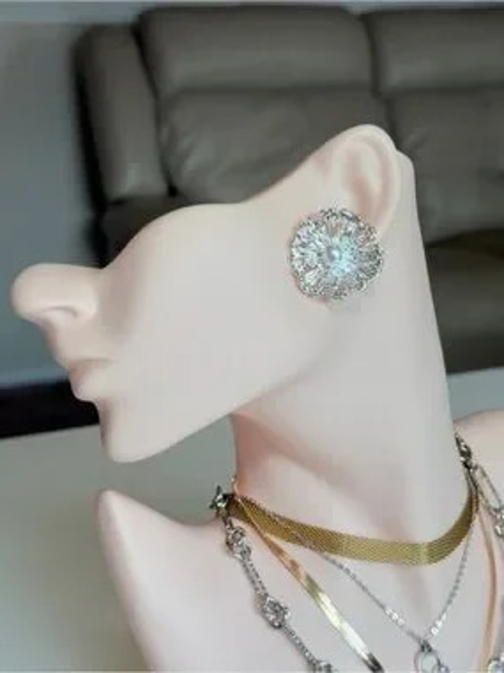 Silver Floral Pearl Cluster Earrings